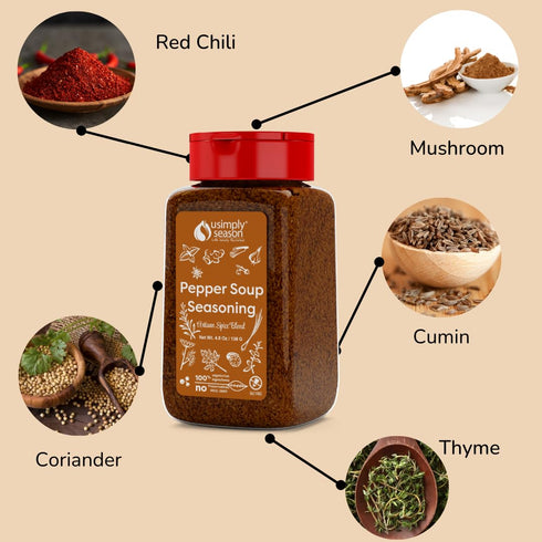 USimplySeason Pepper Soup Spice (4.8 oz) - African-Inspired Seasoning Blend - Vegan, Non-GMO, All-Natural - Ideal for Soups, Stews, Made in USA -O...