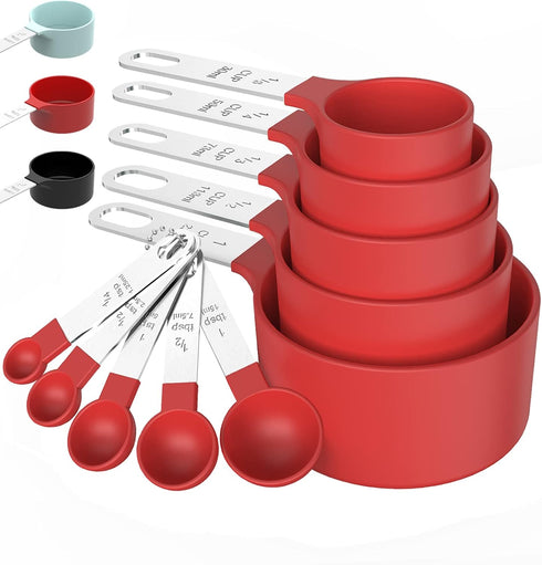 TILUCK Measuring Cups & Spoons Set, Stackable Cups and Spoons, Nesting Measure Cups with Stainless Steel Handle, Kitchen Gadgets for Cooking & Bak...