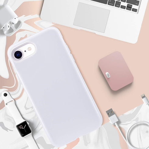 IceSword iPhone SE 3 Case 2022 - White Silicone Gel Rubber Cover, Drop Protection for iPhone SE 3 & 2020 (2nd Gen) 4.7"...