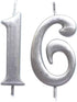 MAGJUCHE Silver 16th Birthday Numeral Candle, Number 16 Cake Topper Candles Party Decoration for Girl Or Boy...