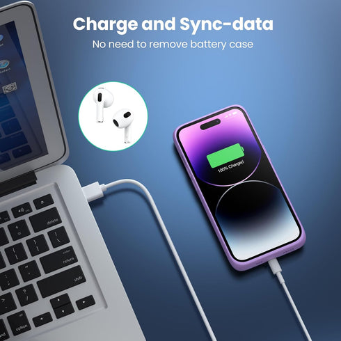 Feob Battery Case for iPhone 14 Pro(6.1inch),Powerful 7200mAh Ultra-Slim Battery Charging Case,Rechargeable Protective Extended Battery Charger Ca...