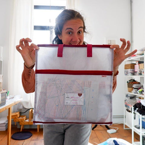 Madam's Sew Project Bag - Portable and Organized Craft Storage for Quilters and Crafters - Two Pockets, See-Through Mesh Design, Project Details C...