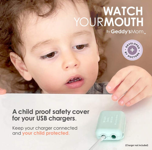 Geddy´s Mom Watch Your Mouth - The Award Winning Child Safety USDB Port Plug Cover| BPA & Phthalate-Free Charger Protector | Electrical Safety Bab...