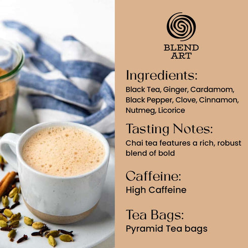 Blendart, India's Original Masala Chai Tea bags (100 Count) Classic Assam Black Tea blended with Ginger Cardamom and Exotic Spices Robust & Spicy ...