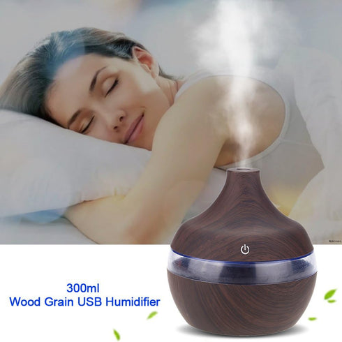 Humidifiers for Bedroom,Essential Oil Diffusers,Oil Diffuser,LED Humidifier, Compact Design Automatic Shut Off Ultra Quiet USB Wood Humidifier wit...