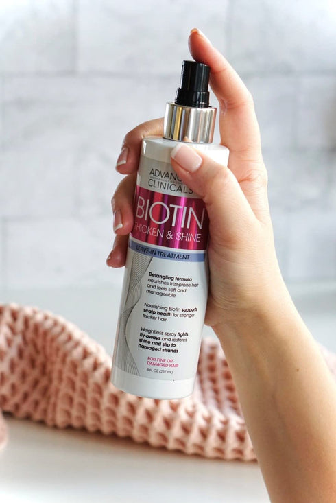 Advanced Clinicals Biotin Hair Spray Thicken & Shine Leave In Treatment, Biotin Detangling Formula Nourishes Fine, Damaged, Or Frizz Prone Hair & ...