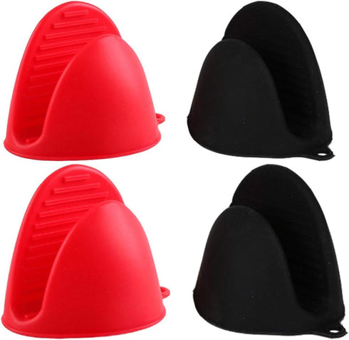 Silicone Cooking Pinch Grips Oven Mitts - Mini Finger Protector Pot Holder for Kitchen,Cooking,Baking,BBQ - Heat Resistant Gloves, 2 Pairs (Black ...