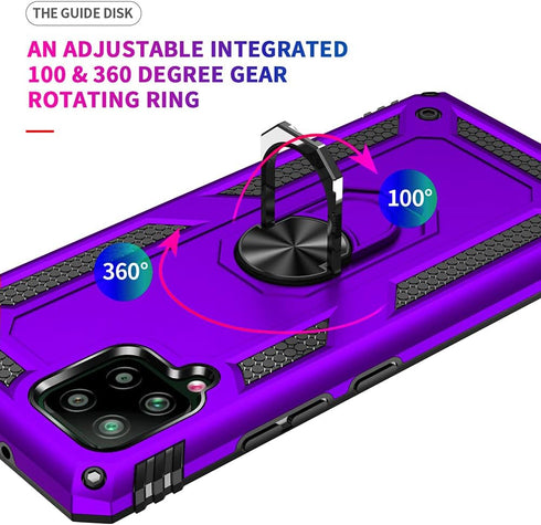 for Samsung Galaxy A42 5G Case with HD Screen Protectors, Military-Grade Metal Ring Holder Kickstand 15ft Drop Tested Shockproof Cover Case for Sa...