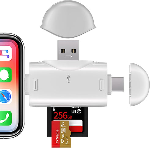 SD Card Reader for iPhone ipad Android Mac Computer Camera, 3-in-1 USB-C to Micro SD Card Reader Trail Camera Viewer,Portable Memory Card Reader S...
