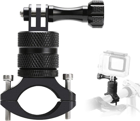 Mountain Bike Mount for GoPro Hero 12/11/10/9/8/7/6/5/4/3+, 360 Degree Rotation Aluminium Bike Handlebar Holder Bicycle Rack Adjuster for Action C...