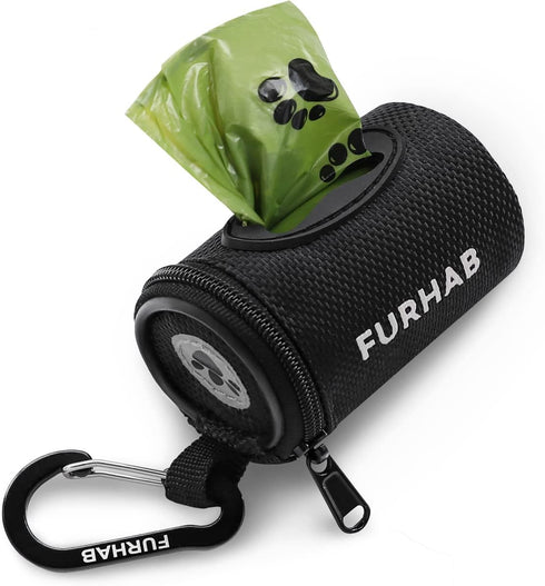 Dog Poop Bag Holder for Leash Doggie Waste Bag Dispenser Soft Fabric Puppy Potty Carrier Small Doggy Zipper Pouch with Carabiner Clip with 1 Roll ...