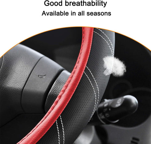 Car Steering Wheel Cover, Elastic Sport Leather Vehicle Steering Wheel Protector, Non-Slip Soft Grip Padded Auto Interior Protective Accessories, ...
