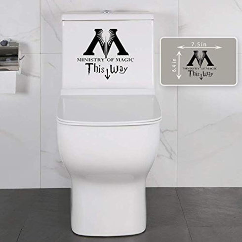 Ministry of Magic This Way Toilet Decor Wall Vinyl Decals Bumper Stickers for Cars, Van, Trucks, Laptop, Waterproof, 7.5" x 6.4"...