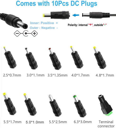 15V 2A DC Power Supply AC 100V-240V Input to DC 15 Volt 2 Amp 1.6A 1A Switching Power Supply Converter 5.5mm x 2.5mm/ 2.1mm DC Plug and 10 More Si...
