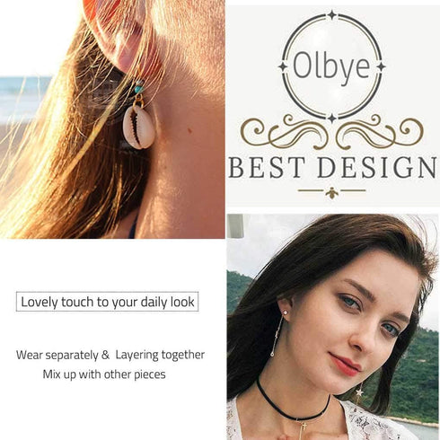 Olbye Cowrie Shell Earrings Turquoise Gold Earrings for Women Boho Earring Body Jewelry...