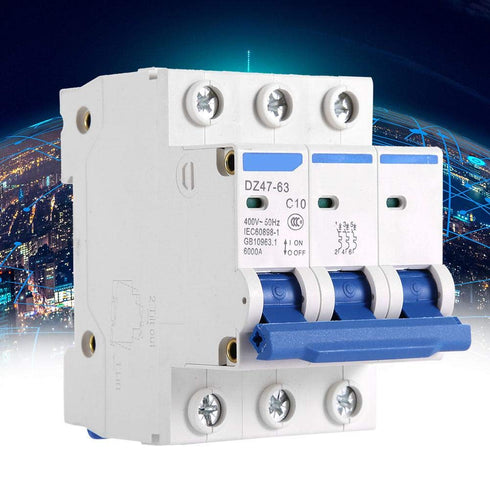 YWBL-WH 3 Pole Miniature Circuit Breaker Safety Breaker DZ47-63 AC 400V 6/10/16/20A(10A), Breaker...