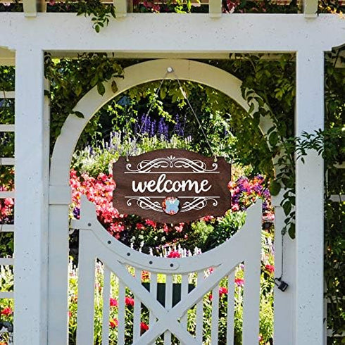 Jetec Interchangeable Seasonal Welcome Sign Front Door Decor, Rustic Wood Wall Hanging Outdoor, Farmhouse, Porch, for Spring Summer Fall Holiday H...