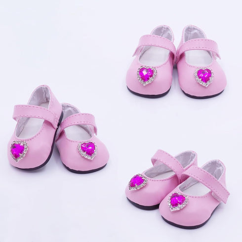 6 Pairs 18 inch Doll Shoes Hot Pink Set Boots Slippers Sandal Fits for American Dolls Shoes for 18 inch Dolls Accessories...