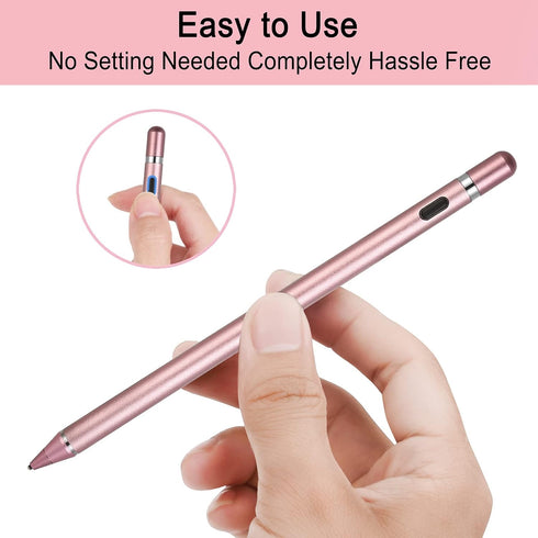 Stylus Pens for Touch Screens,Active Stylus Compatible for Apple iPad,Rechargeable 1.5mm Fine Point Smart Pencil Digital Compatible iPad and Most ...