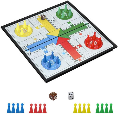 Ludo Game Board Set -9.5”, Magnetic Folding Travel Classic Strategy Game for Kids and Adults (Right Angled)...
