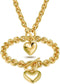 Heart Pendant Necklace and Bracelet Chain Stainless Steel Silver Drop White Jewelry Set...