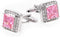 Rose Pink Crystal Cufflinks Silver tone Crystal Gem stone Cuff links YW20P...