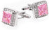 Rose Pink Crystal Cufflinks Silver tone Crystal Gem stone Cuff links YW20P...