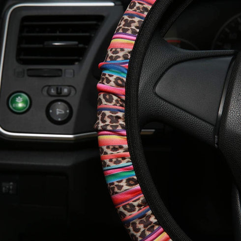 Universal Steering Wheel Covers, SUV Anti Slip Wheel Protector?Cute Car Steering Wheel Cover for Women and Girls (Stripe Leopard)...