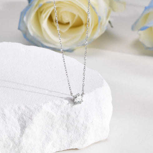 925 Sterling Silver Diamond Necklaces for Women, S925 Pure Silver Dainty Cubic Zirconia Necklace, Single Pendant Necklaces for Mom Girl Grandma Da...