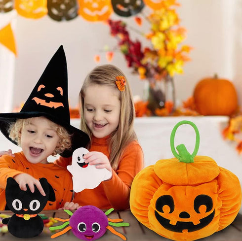 My First Halloween Pumpkin Toys Playset, 5ct Halloween Stuffed Pumpkin Plush Cat Spider Ghost Candy Corn for Baby Girls Boys, for Babies...
