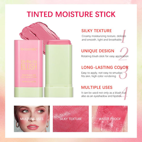 Soft Creamy Blush Stick, Multi-use Makeup Blush Stick for Cheeks and Lips Tint, Waterproof Solid Moisturizer Stick, Natural Smooth Blendable Matte...
