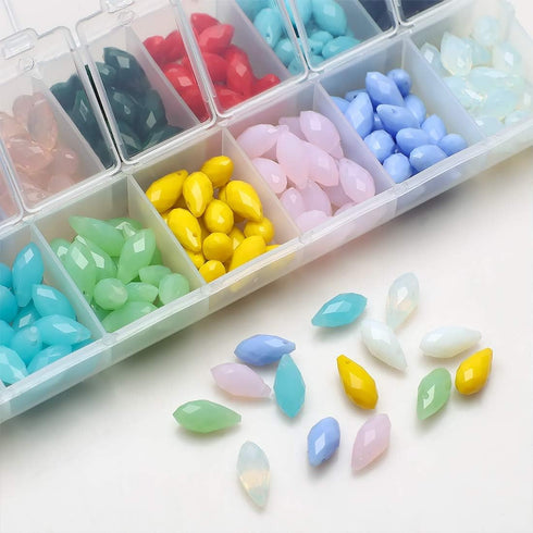 6x12mm Teardrop Crystal Beads, 280pcs Faceted Glass Beads in 14 Colors, DIY Gemstone Beads for Jewelry Making, Craft Supplies for Necklaces, Brace...