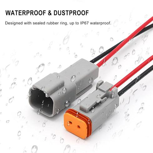 Deutsch DT 4 Pin Connector, 4 Way DT Automotive Waterproof Electrical Connector Male Female Plug Wiring Harness with 16AWG Cable Wire,for Car,Truc...