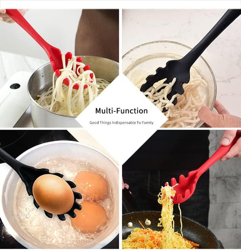 Silicone Pasta Fork (11.5"), High Heat Resistant to 480°F, Hygienic One Piece Design, Spaghetti Strainer & Server Spoon Pasta Forks (White)...