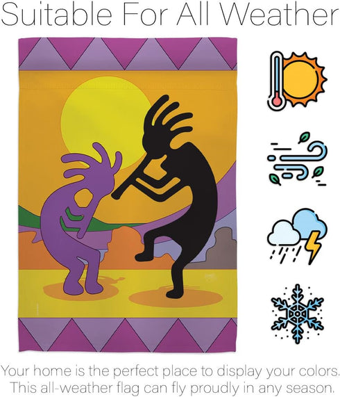 Breeze Decor Kokopelli Garden Flag Regional Southwest Desert Cactus Country Succulent Particular Area House Decoration Banner Small Yard Gift Doub...