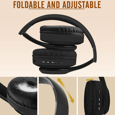 Bluetooth Headphones Over Ear with Microphone,BT Headphones,Foldable Wireless and Wired Stereo Headset Micro SD/TF, FM,Soft Earmuffs &Light Weight...
