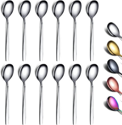 Berglander Teaspoons 6.3" Set of 12, Stainless Steel Shiny Polish Tea Spoons Silverware, Tea Spoon Small Dessert Spoon Teaspoon Dishwasher Safe...