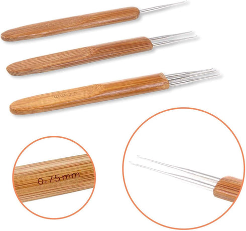 YOUMOO 3 Pieces Dreadlock Hook Tool, 3 Dreadlocks Crochet Hooks, Crochet Hook Needle for Hair Dreadlock Braid Craft 0.75mm 1 Hook, 2 Hooks, 3 Hook...