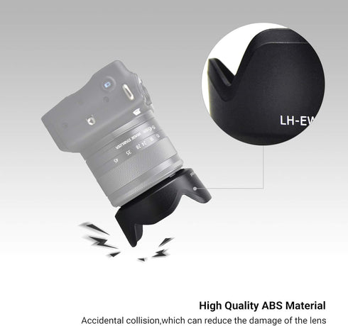 Reversible Lens Hood for Canon EF-M 15-45mm F3.5-6.3 is STM and RF-S 18-45mm F4.5-6.3 is STM Lens on EOS R100 R50 R10 R7 M50 M6 Mark II M200 M100 ...