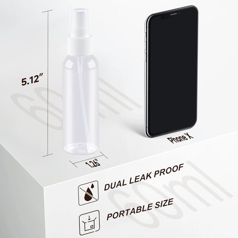 ZEJIA Small Spray Bottle 2OZ, Plastic Travel Spray Bottle, Refillable Mini Spray Bottle for Face, Liquids, Perfume, with Labels (6 Pack)...