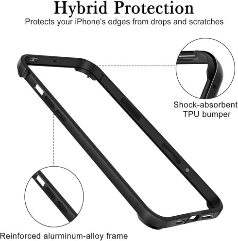 New Aluminum Frame Metal Bumper Frame Slim Hard Case Cover for iPhone13 Pro Max, Metal Frame Armor with Soft Inner Bumper, Raised Edge Protection ...