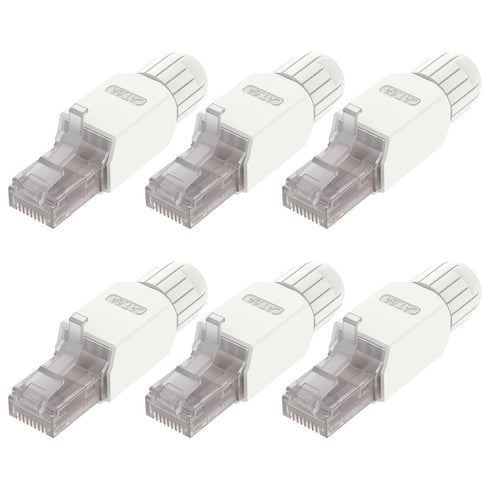 VCELINK Tool-Free RJ45 Connector, CAT6A Field Termination Plug, Gold Plated Modular Plug, UTP CAT6A Connector Tool Less for CAT6A, CAT6 Network Ca...
