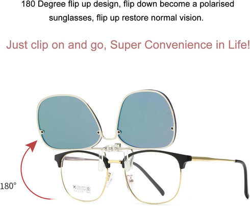 Long Keeper Clip On Sunglasses - Polarized Clip-on Flip Up Sunglasses for Women Men Driving Fishing Sunglasses Over Glasses...