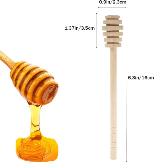 4 Pcs (6.3 Inches) Wooden Honey Mixing Stirrer Honey Dipper Sticks Honey Comb Stick Honey Spoon Collecting Dispensing Drizzling Jam...