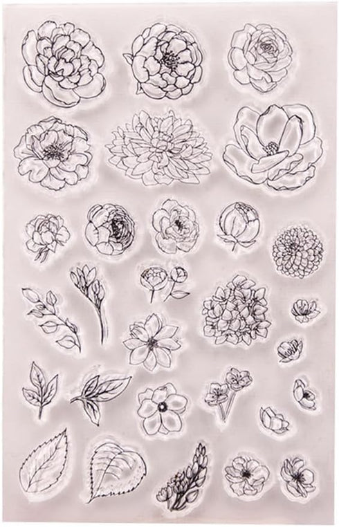 Flower Clear Stamps for Junk Journal, Scrapbooking, Diary, Card Making Plant Theme Card Making Kits for Valentines Christmas Holiday Card...