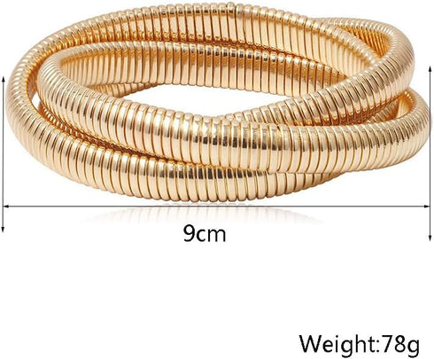 JczR.Y Snake Stretch Bracelet Triple Wrap Bracelets for Women Gold Wrap Bracelets Boho Snake Chain Interlocking Omega Serpent Bracelet Stretchy Pu...