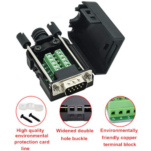 Connector DB9 RS232 D-SUB Male Adapter to Screw Connector 9 Pin Port to Terminal Connector Signal Module with Case (Male Connector DB9)...