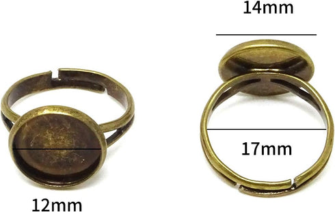 Honbay 20PCS 12mm Adjustable Finger Ring Blank Bases Round Finger Ring Trays (Bronze)...