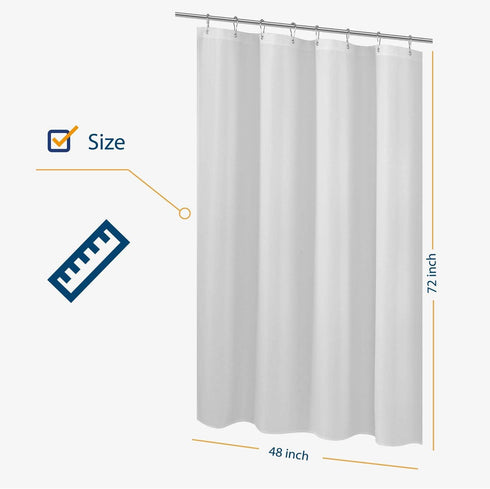 N&Y HOME Fabric Shower Curtain Liner 48 x 72 inches Bath Stall Size, Hotel Quality, Washable, Water Repellent, White Spa Bathroom Curtains with Gr...