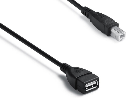 YOUOWO 2 Pack USB 2.0 Cable A Female to USB B Male Cable for Printer Extender Connection Cables USB_A/F-USB_B/M Adapter (USB_A-USB_B Cables Black)...